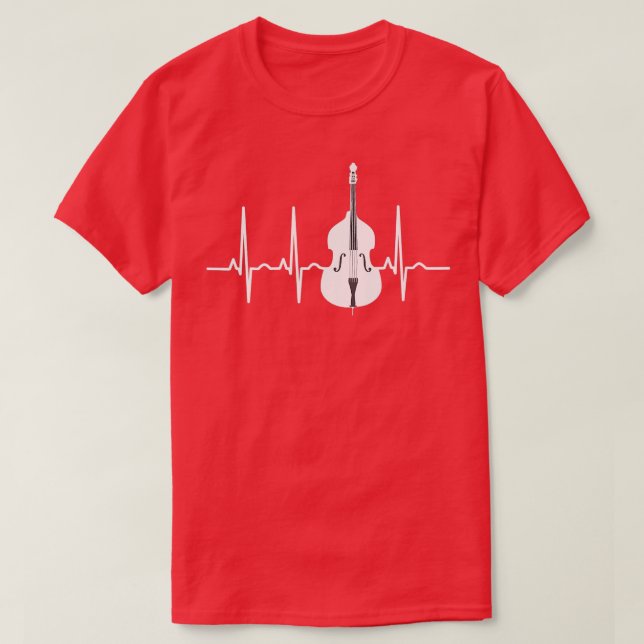 Dubbla Bass Heartslag Funny Jazz Instruments Music T Shirt (Design framsida)