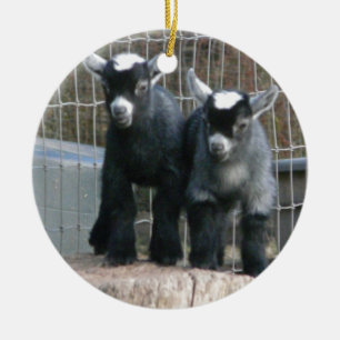 Dubbla besvärar julgransprydnad keramik