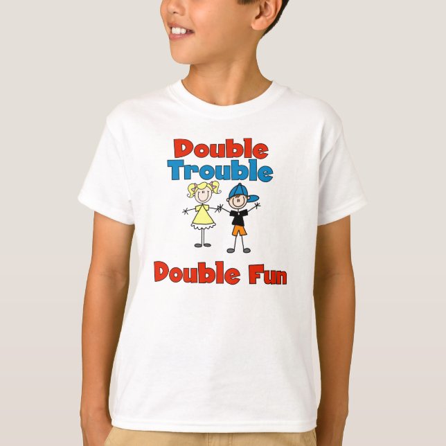 Dubbla besvärar ungeT-tröja Tee Shirt (Framsida)