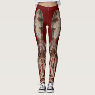 Dubbla Blåbläckfisk i ring på röda blodkroppar Leggings