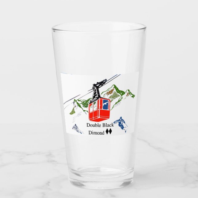 Dubbla Black Diamond Skiing Pint Glass Glaskopp (Framsida)