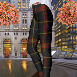 Dubbla Black Red Gult Giant Tartan Play Leggings