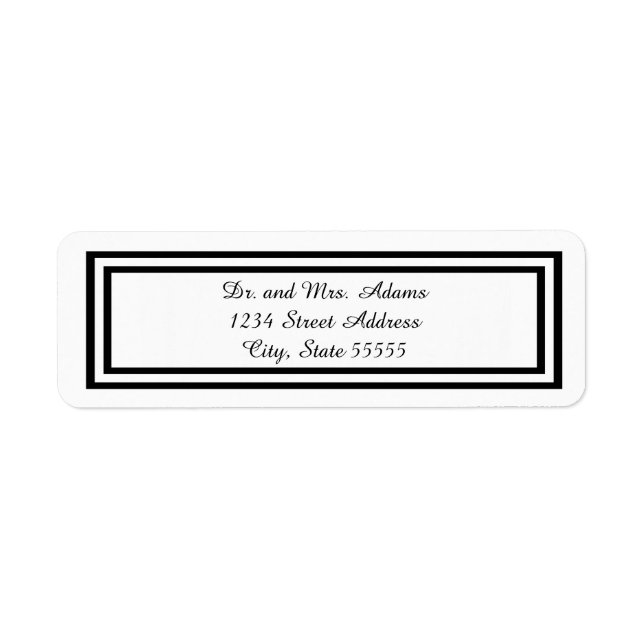 Dubbla Black Trim - adressetikett för returadress Etikett (Framsidan)