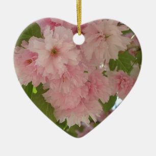 Dubbla Blossoming Cherry Träd II Vår Blommigt Julgransprydnad Keramik