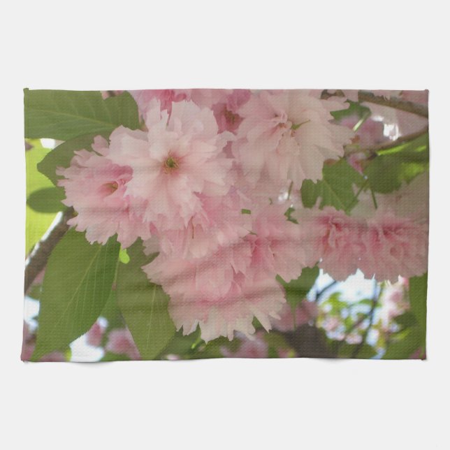 Dubbla Blossoming Cherry Träd II Vår Blommigt Kökshandduk (Horisontell)