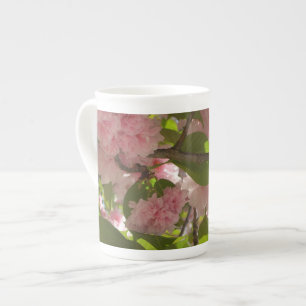 Dubbla Blossoming Cherry Träd III Vår Blommigt Benporslin Mugg