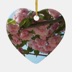 Dubbla Blossoming Cherry Träd IV Vår Julgransprydnad Keramik