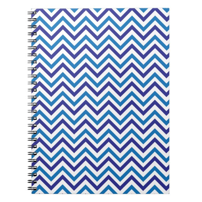 Dubbla Blue Chevron Anteckningsbok Med Spiral (Framsidan)