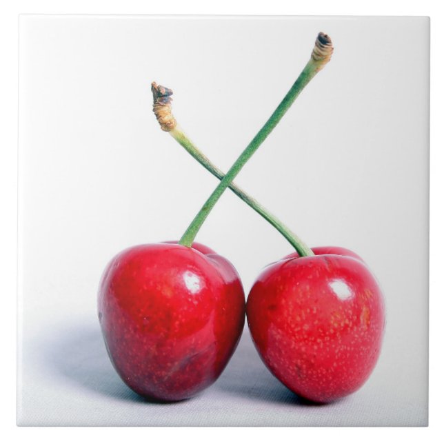 Dubbla Cherries stäng Photo Tiles Kakelplatta (Framsidan)