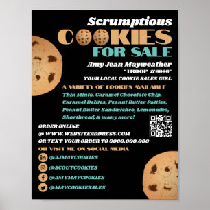 Dubbla Cookies Logotyp, säljfinansiering för cooki Poster