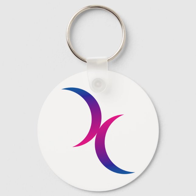 Dubbla Crescent Måne Bisexual Pride Symbol Nyckelring (Framsida)