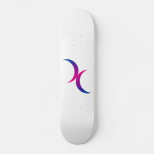 Dubbla Crescent Måne Bisexual Pride Symbol Old School Skateboard Bräda 18 Cm