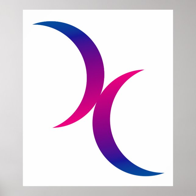 Dubbla Crescent Måne Bisexual Pride Symbol Poster (Framsidan)