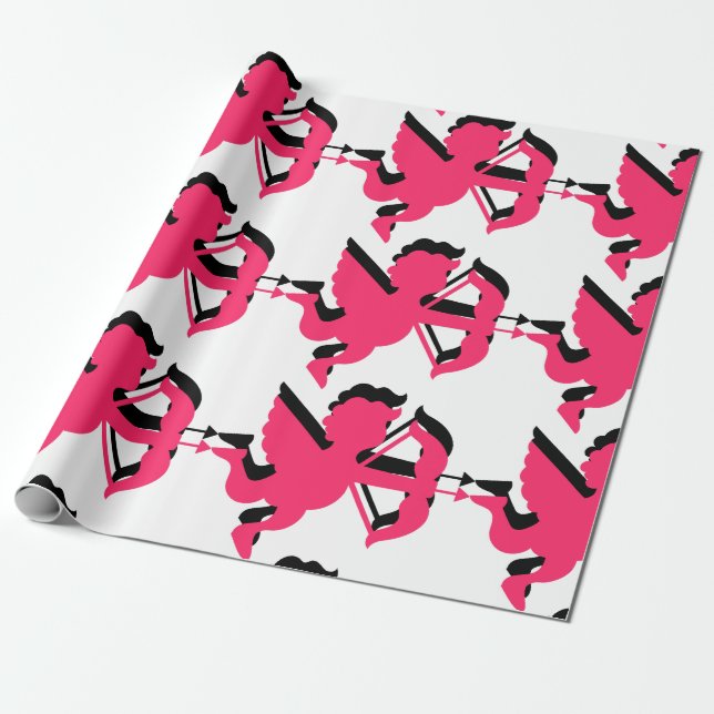 Dubbla Cupid Valentine Day Presentpapper (Utrullad)