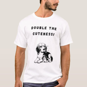 Dubbla Cutness! Rolig hund T Shirt