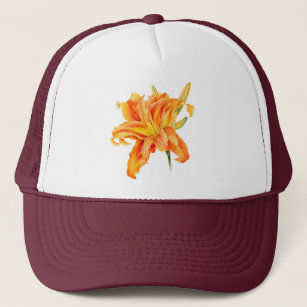 Dubbla Daylily Hemerocallis orange bra art hat Keps