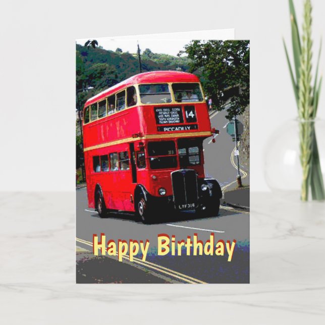Dubbla Decker Birthday Card Kort (Framsida)