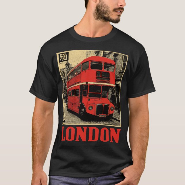 Dubbla Decker Buss i London | Retro England T Shirt (Framsida)
