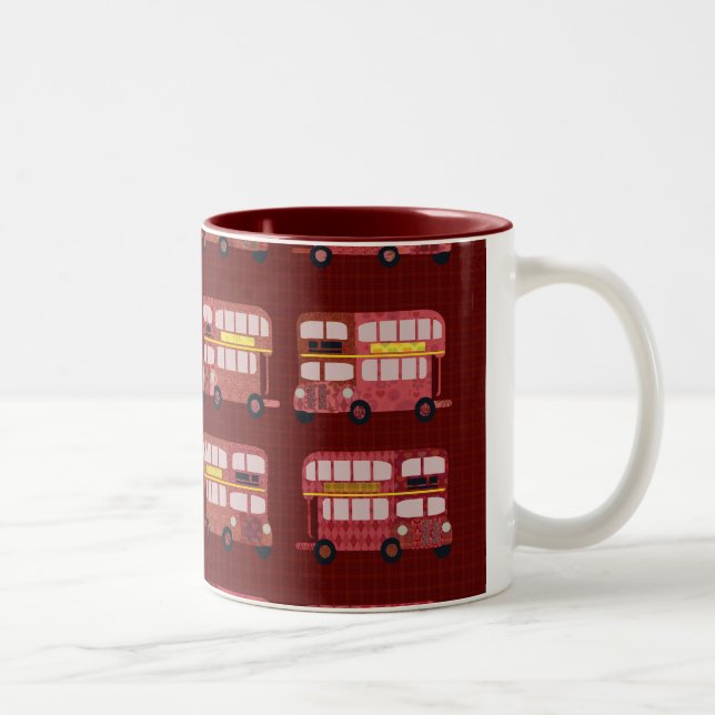 Dubbla Decker Buss Mönster Art Design Två-Tonad Mugg (Höger)