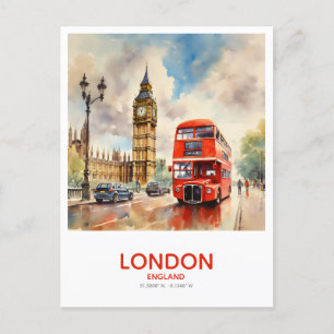 Dubbla-Decker Driving by Big Ben - Save Date Vykort
