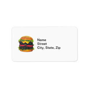 Dubbla Deluxe Hamburger med ost Adressetikett