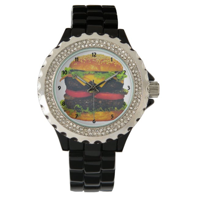 Dubbla Deluxe Hamburger med ost Armbandsur (Framsida)