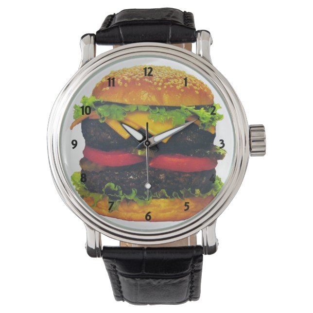 Dubbla Deluxe Hamburger med ost Armbandsur (Framsida)