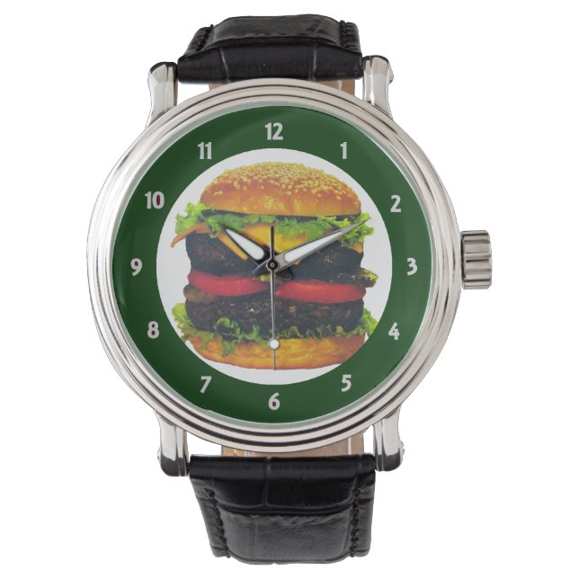 Dubbla Deluxe Hamburger med ost Armbandsur (Framsida)
