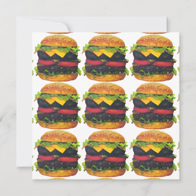 Dubbla Deluxe Hamburger med ost Inbjudningar (Framsida)