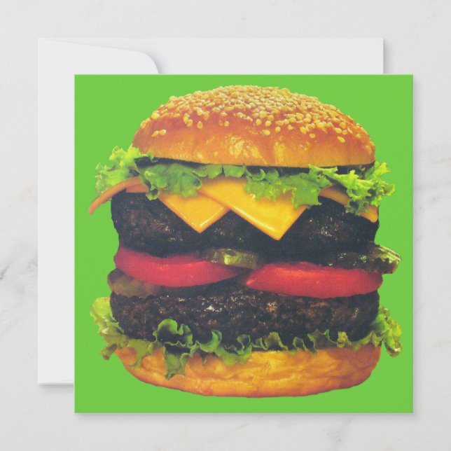 Dubbla Deluxe Hamburger med ost Inbjudningar (Framsida)