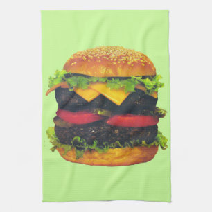 Dubbla Deluxe Hamburger med ost Kökshandduk