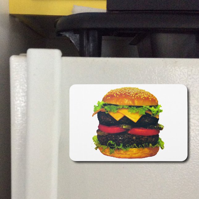 Dubbla Deluxe Hamburger med ost Magnet (Double Deluxe Hamburger with Cheese Flexible Magnet)