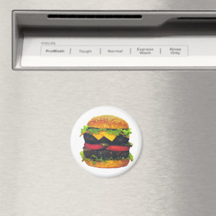 Dubbla Deluxe Hamburger med ost Magnet