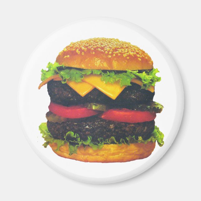 Dubbla Deluxe Hamburger med ost Magnet (Framsidan)