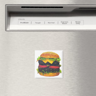 Dubbla Deluxe Hamburger med ost Magnet