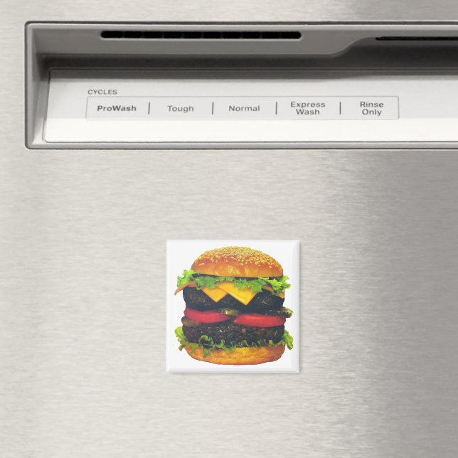 Dubbla Deluxe Hamburger med ost Magnet (In Situ (Dishwasher))