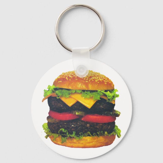 Dubbla Deluxe Hamburger med ost Nyckelring (Framsida)