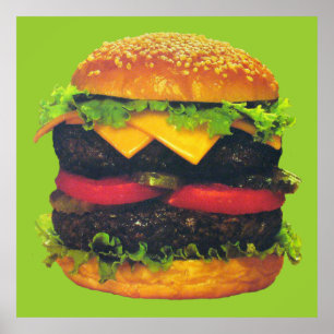 Dubbla Deluxe Hamburger med ost Poster
