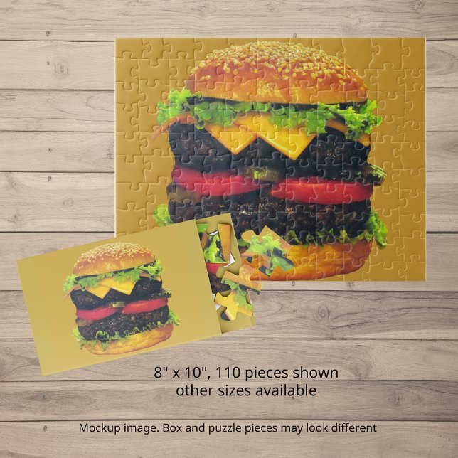 Dubbla Deluxe Hamburger med ost Pussel (Double Deluxe Hamburger with Cheese Jigsaw Puzzle)