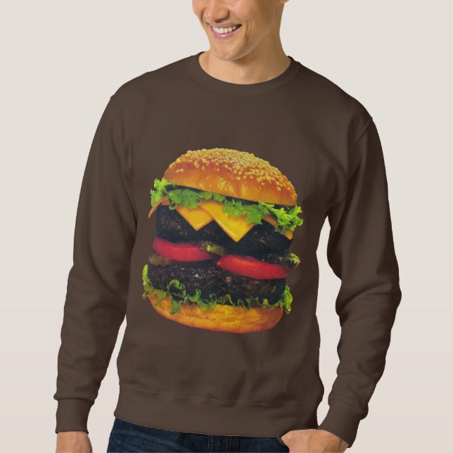 Dubbla Deluxe Hamburger med ost Sweatshirt (Framsida)