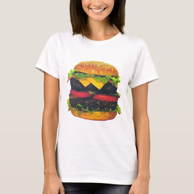 Dubbla Deluxe Hamburger med ost T-shirt (Framsida)
