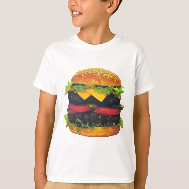 Dubbla Deluxe Hamburger med ost Tee (Framsida)