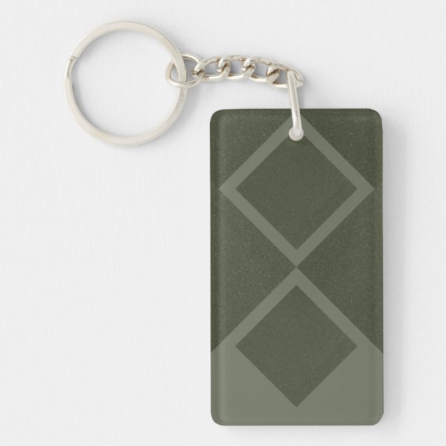 Dubbla Diamond Moss Grönt Keychain - Anpassade (Framsidan)