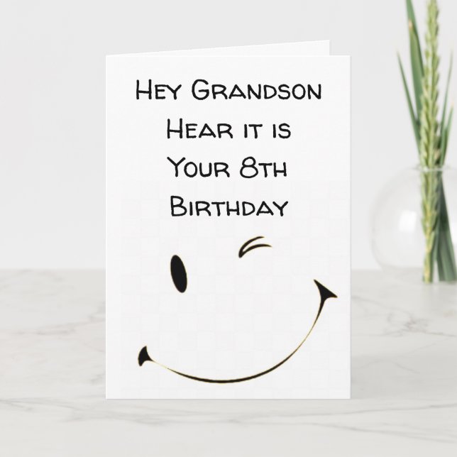 DUBBLA DIGIT *8:e BIRTHDAY GRANDSON***-kort Kort (Framsida)