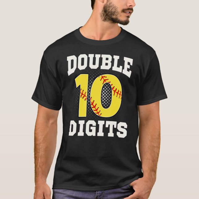 Dubbla Digits Birthday Dekorations Boy 10 Softball T Shirt (Framsida)