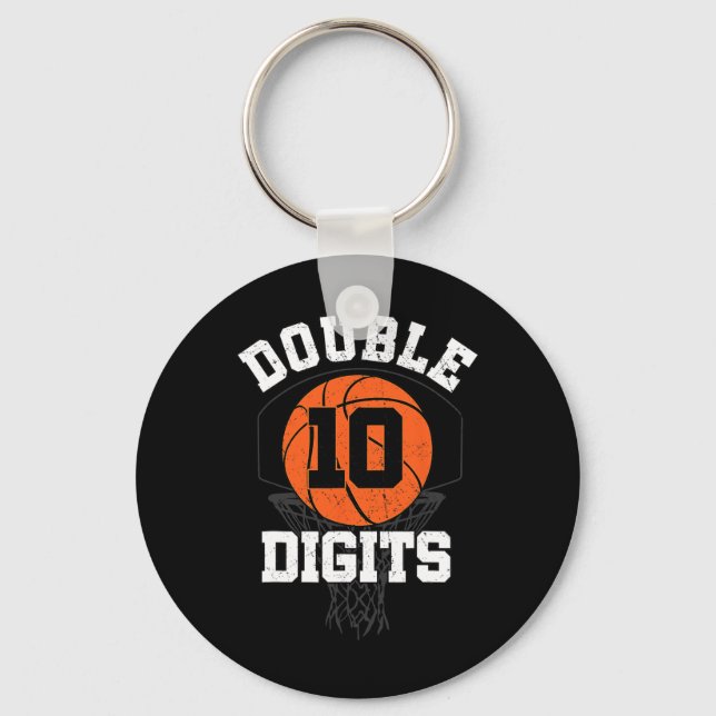 Dubbla Digits Birthday Dekorations Boy 10th Basket Nyckelring (Framsida)