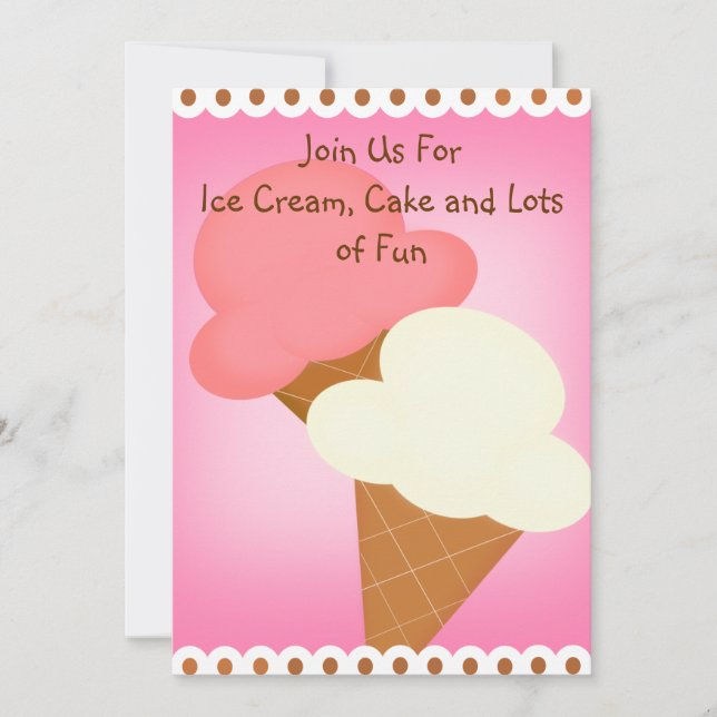 Dubbla Dip Ice Cream Birthday-inbjudan Inbjudningar (Framsida)