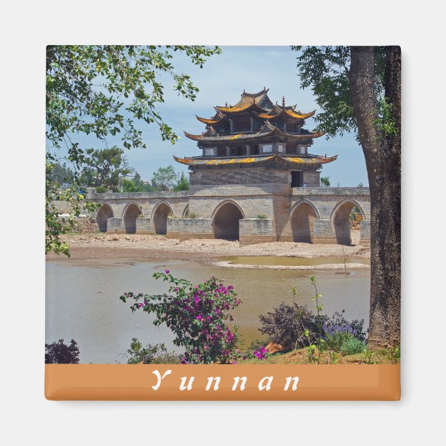Dubbla Dragon Bridge, Chenguan, Yunnan - China Magnet (Framsidan)
