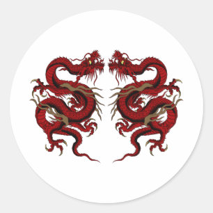 Dubbla Dragon Runt Klistermärke