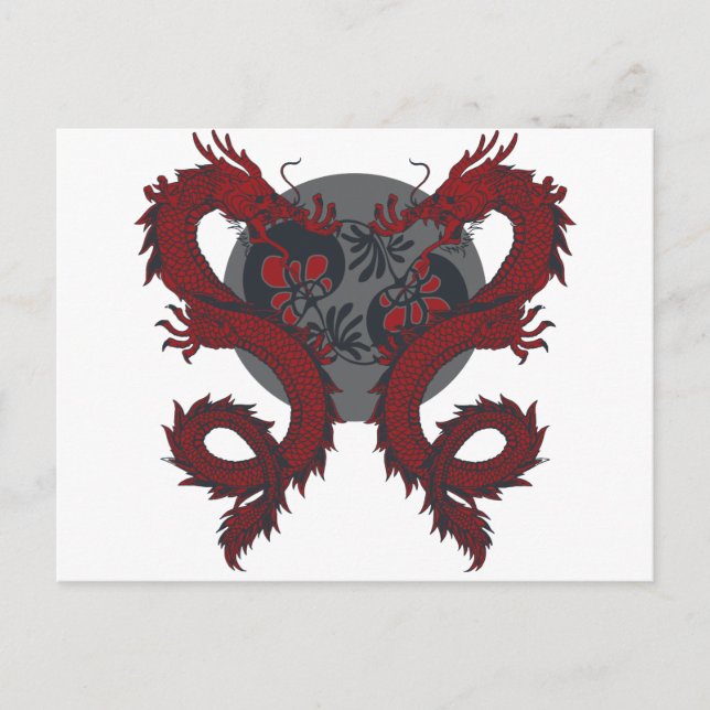 Dubbla Dragon-vykort Vykort (Framsida)